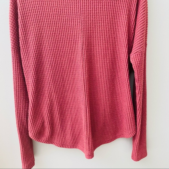 Wild Fable Button Up Waffle Knit Top Maroon Sz Medium - Picture 9 of 9